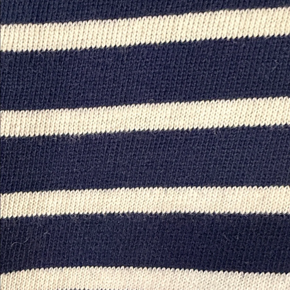 Lands' End Navy & White Striped Boatneck 3/4 Sleeve Nautical Knit Top Coastal - Picture 8 of 9